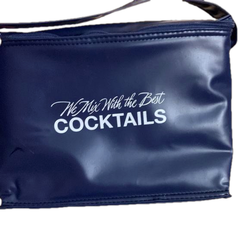 Blue vinyl cooler bag for cocktails small